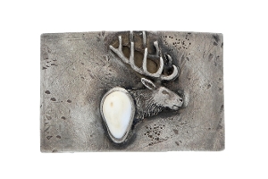 Sterling Silver Elk Ivory Belt Buckle